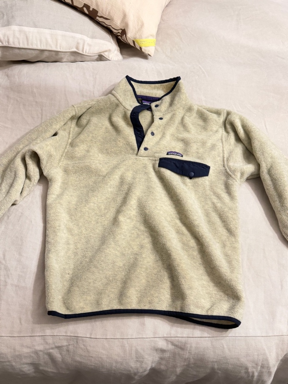 Patagonia Synchilla Snap-T Fleece Pullover – Natural/Navy – Size M